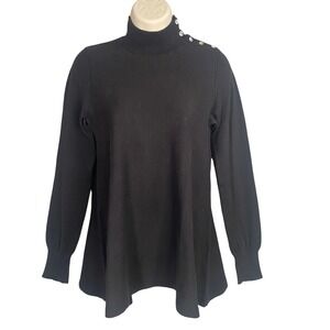 525 America Black Turtleneck Sweater Size Small Cashmere Blend Old Money Capsule
